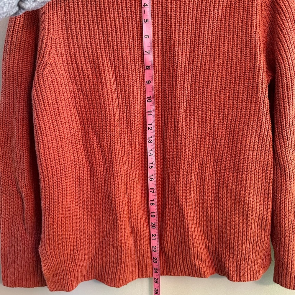 J Crew Orange V-Neck Ribbed Sweater - Picture 5 of 6